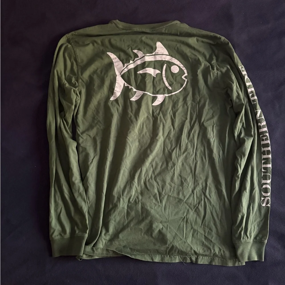 Southern Tide Olive Long Sleeve Men's Tee - Picture 3 of 3